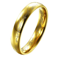 Ring Finger Titantium stali, Stal nierdzewna, Platerowane w kolorze złota, dla człowieka, 6mm, rozmiar:11, sprzedane przez PC