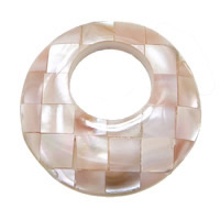 Pink Nádúrtha Shell Pendants, Pink Shell, Donut, mósáic, 35x7mm, Poll:Thart 16mm, 10ríomhairí pearsanta/Lot, Díolta De réir Lot