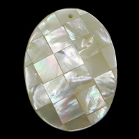 Natural White Shell Pendants Flat Oval mosaic Approx 1.5mm Sold By Lot