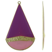 Fashion Iron Pendants Teardrop gold color plated enamel multi-colored nickel lead & cadmium free Approx 2mm Sold By Bag