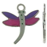 Zinc Alloy Animal Pendants Dragonfly platinum color plated enamel nickel lead & cadmium free Approx 2mm Sold By Bag