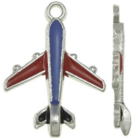 Vehicle Shaped Zinc Alloy Pendants Airplane platinum color plated enamel nickel lead & cadmium free Approx 1.5mm Sold By Bag