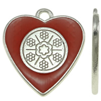Zinc Alloy Heart Pendants platinum color plated enamel red nickel lead & cadmium free Approx 2mm Sold By Bag
