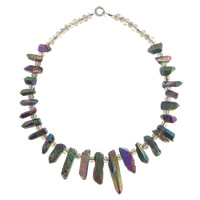Quartz Necklace brass spring ring clasp colorful plated 23-53mm Length Approx 21 Inch Sold By Lot