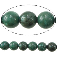 Natural White Turquoise Bead, Rund, gräsgrön, 8mm, Hål:Ca 1mm, Längd Ca 16 inch, 10Strands/Lot, Ca 58PC/Strand, Säljs av Lot