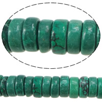 Natural White Turquoise Bead, Rondelle, djupa gröna, 2-4x7.5-8mm, Hål:Ca 1mm, Längd Ca 16 inch, 10Strands/Lot, Ca 122PC/Strand, Säljs av Lot