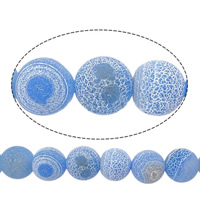 Perles agates effloresces naturelles , agate effleurant, Rond, bleu, 4mm, Trou:Environ 1mm, Longueur 15 pouce, 20Strandstoron/lot, 95/brin, Vendu par lot