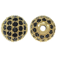 Cubic Zirconia Micro Pave Brass Beads Round gold color plated micro pave cubic zirconia nickel lead & cadmium free 10mm Approx 2.2mm Sold By Lot