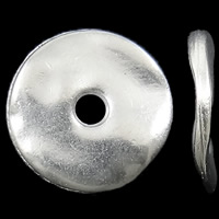 Ювелирные шайбочки из цинкового сплава, цинковый сплав, Плоская круглая форма, плакированный цветом блестящего серебра, не содержит никель, свинец, 13x2mm, отверстие:Приблизительно 2mm, 2Сумки/Лот, Приблизительно 780ПК/сумка, продается Лот