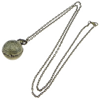 Fashion Watch Necklace Zinc Alloy Round antique bronze color plated oval chain & waterproof nickel lead & cadmium free Length Approx 31.5 Inch Sold By Lot