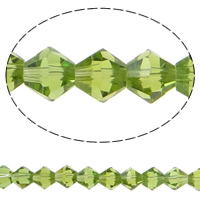 Contas de cristal bicone, facetada, verde azeitona, 8x8mm, Buraco:Aprox 1.5mm, comprimento 10.5 inchaltura, 10vertentespraia/Bag, vendido por Bag