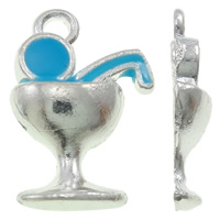 Zinc Alloy Pendants Cup silver color plated enamel blue nickel lead & cadmium free Approx 1.5mm Sold By Bag