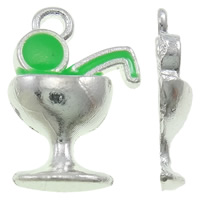 Zinc Alloy Pendants Cup silver color plated enamel green nickel lead & cadmium free Approx 1.5mm Sold By Bag
