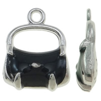 Zinc Alloy Handbag Pendants platinum color plated enamel black nickel lead & cadmium free Approx 1.5mm Sold By Bag