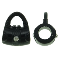 Zinc Alloy Bail Beads Handbag enamel & with rhinestone black nickel lead & cadmium free Approx 4mm Sold By Bag