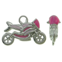 Vehicle Shaped Tibetan Style Pendants, Motorcycle, platinum color plated, enamel, nickel, lead & cadmium free, 21x14x6mm, Hole:Approx 3mm, 100PCs/Bag, Sold By Bag