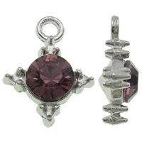 Zinc Alloy Cross Pendants platinum color plated with rhinestone purple nickel lead & cadmium free Approx 2mm Sold By Bag