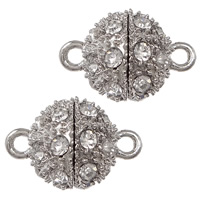 Tibetan Style Magnetic Clasp, Drum, platinum color plated, with rhinestone & single-strand, nickel, lead & cadmium free, 20x13mm, Hole:Approx 3mm, 100PCs/Lot, Sold By Lot