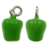 Zinc Alloy Fruit Shape Pendants Apple platinum color plated enamel green nickel lead & cadmium free Approx 2mm Sold By Bag