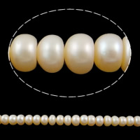 Tlačítko kultivované sladkovodní Pearl Beads, růžový, 7-8mm, Otvor:Cca 0.8mm, Prodáno za 14.5 inch Strand