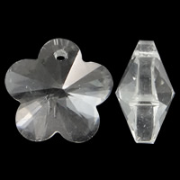 Colgantes de Cristal, Flor, facetas & imitación de cristal de swarovski, Cristal claro, 14x13x7mm, agujero:aproximado 1mm, 10PCs/Bolsa, Vendido por Bolsa