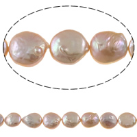 Coin odlad sötvattenspärla pärlor, Freshwater Pearl, naturlig, purpur, 14-15mm, Hål:Ca 0.8mm, Såld Per Ca 15.7 inch Strand