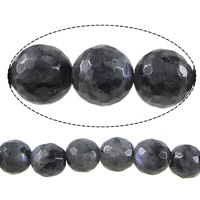 Labradorit perler, Runde, facetteret, 8mm, Hole:Ca. 1mm, Længde Ca. 15 inch, 10Strands/Lot, Ca. 46pc'er/Strand, Solgt af Lot