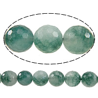 Natürliche Moos Achat Perlen, rund, facettierte, 12mm, Bohrung:ca. 1.5mm, Länge ca. 15 ZollInch, 10SträngeStrang/Menge, ca. 32PCs/Strang, verkauft von Menge