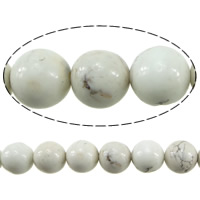 Turchese bianco naturale perla, Cerchio, bianco, 8.50x8.50x8.50mm, Foro:Appross. 0.6mm, Lunghezza Appross. 15.5 pollice, 10Strandstrefolo/lotto, Appross. 47PC/filo, Venduto da lotto