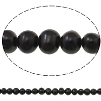 Bulvių išauginti gėlavandenių perlų karoliukai, Gėlo vandens perlų, Bulvė, natūralus, juodas, 5-6mm, Skylė:Apytiksliai 0.8mm, Parduota už Apytiksliai 14.7 Inch Strand