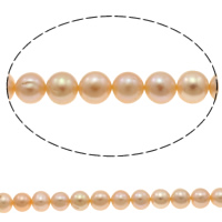 Bulvių išauginti gėlavandenių perlų karoliukai, Gėlo vandens perlų, Bulvė, natūralus, rožinis, 8-9mm, Skylė:Apytiksliai 0.8mm, Parduota už Apytiksliai 15.7 Inch Strand