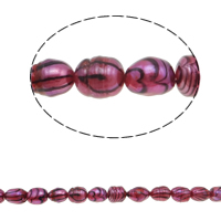 Perlas Arroz Freshwater, Perlas cultivadas de agua dulce, natural, Rojo, Grado A, 9-10mm, agujero:aproximado 0.8mm, Vendido para 14.5 Inch Sarta