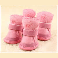 Cotton Pet Shoes with Canvas & Rubber pink Sold By Lot