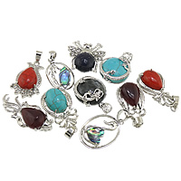 Zinc Alloy Pendants with Mixed Material platinum color plated with rhinestone & mixed nickel lead & cadmium free 19-29x25-39x6-12 Approx 5-6mm Sold By Lot
