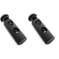 Plastic Spring Stopper Column double-hole black Approx 6mm Sold By Bag