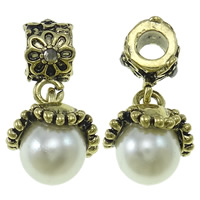 European Style Zinc Alloy Dangle Beads with Glass Pearl plated with rhinestone nickel lead & cadmium free Approx 5mm Sold By PC