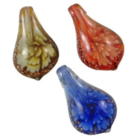 Inner Flower Lampwork Pendants Leaf handmade gold sand mixed colors Approx Sold By Box