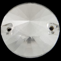 Glass Connector Flat Round silver color plated imitation rhinestone & faceted & 1/1 loop Approx 0.5-1mm Sold By Bag