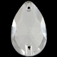 Glass Connector Teardrop silver color plated imitation rhinestone & faceted & 1/1 loop Approx 0.5-1mm Sold By Bag