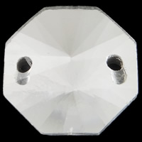 Glass Connector Octagon silver color plated imitation rhinestone & faceted & 1/1 loop Approx 0.5-1mm Sold By Bag