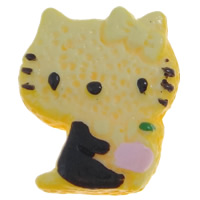Food Resin Cabochon Cat flat back yellow Sold By Bag