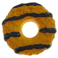 Eten Resin Cabochon, Hars, Donut, platte achterkant, geel, 19x6mm, 100pC's/Bag, Verkocht door Bag