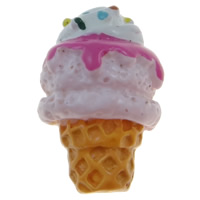 Eten Resin Cabochon, Hars, Ice Cream, platte achterkant, multi-gekleurde, 12x19x8mm, 100pC's/Bag, Verkocht door Bag