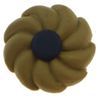 Polymer Ton Cabochon, Blume, flache Rückseite, dunkelgelb, 20x5mm, 100PCs/Tasche, verkauft von Tasche