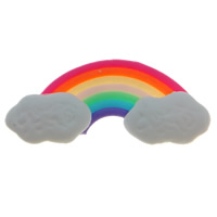 Polymer Lera Cabochon, Polymer Clay, Rainbow, platt baksida, regnbågens färger, 30x14x4mm, 100PC/Bag, Säljs av Bag
