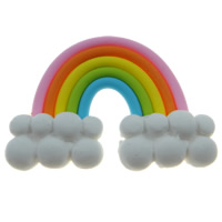 Polymer Ton Cabochon, Regenbogen, flache Rückseite, farbenfroh, 49x37x7mm, 100PCs/Tasche, verkauft von Tasche