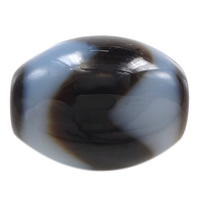 Natural Tibetan Agate Dzi Beads, Oval, tiger teeth & two tone, 10x12mm, Hole:Approx 2mm, Sold By PC