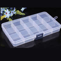 Jewelry Beads Container, PC Plastic, Rectangle, clear, 17.7x10.0x2.2cm, 3.0x3.5cm, 50PCs/Lot, Sold By Lot