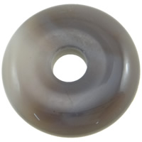 Grey Agate siogairlín, Donut, Is féidir é a úsáid mar pendant nó bead, 37x8mm, Poll:Thart 9mm, 10ríomhairí pearsanta/Mála, Díolta De réir Mála