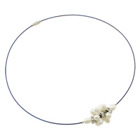 Přírodní Sladkovodní Pearl náhrdelník, nerez magnetické zavírání, Slza, bílý, 7-8mm, Prodáno za 15.7 inch Strand